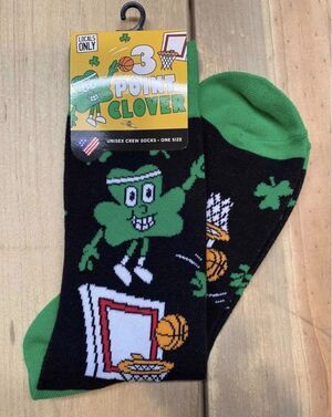 Locals Only Unisex 3 Point Clover Basketball St Patricks Crew Socks